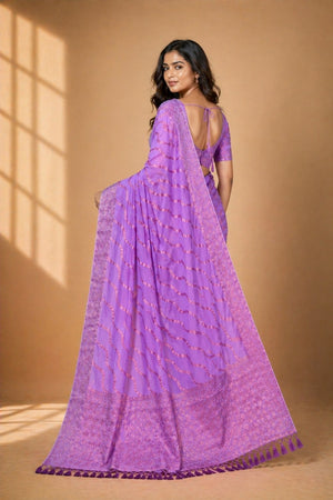 Pink Woven Chiffon Saree (ACA8807)