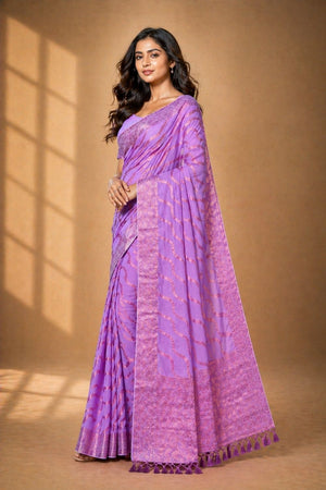 Pink Woven Chiffon Saree (ACA8807)