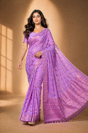 Pink Woven Chiffon Saree (ACA8807)