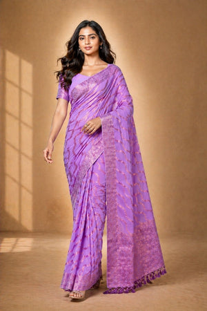 Pink Woven Chiffon Saree (ACA8807)
