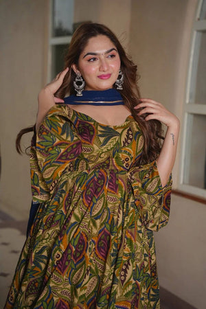 Multi-Color Printed Cotton Silk Anarkali Suit (ACA8813)