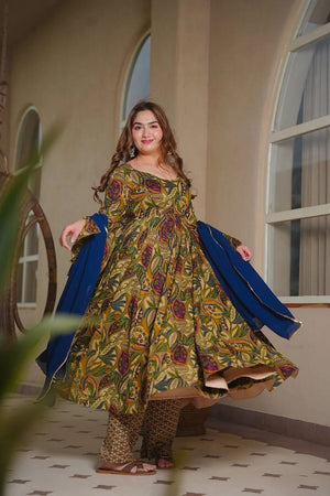 Multi-Color Printed Cotton Silk Anarkali Suit (ACA8813)