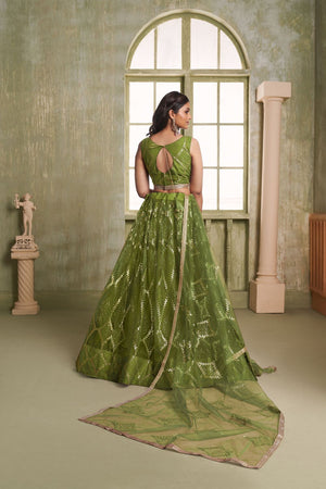 Mehendi Sequin Net Lehenga (ACA8821)