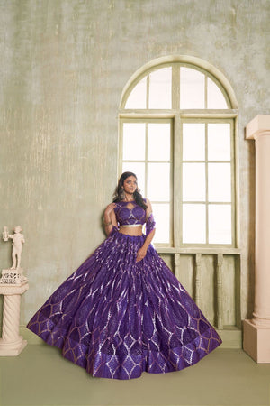 Purple Sequin Net Lehenga (ACA8823)