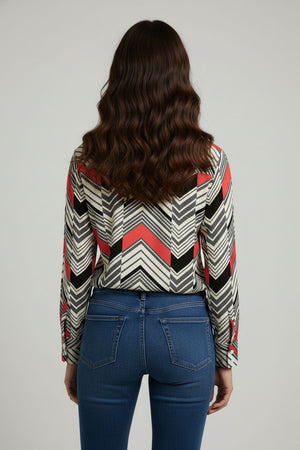 Multi-Color Printed Satin Shirt (ACA8834)