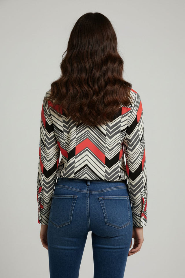 Multi-Color Printed Satin Shirt (ACA8834)
