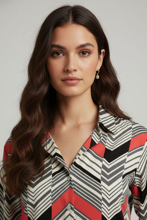 Multi-Color Printed Satin Shirt (ACA8834)