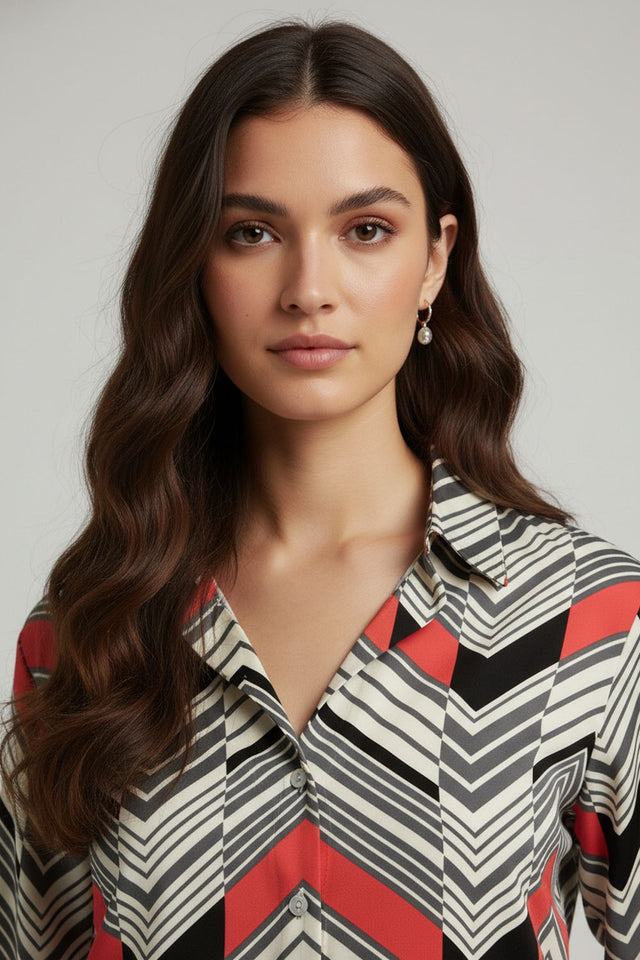 Multi-Color Printed Satin Shirt (ACA8834)