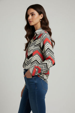 Multi-Color Printed Satin Shirt (ACA8834)