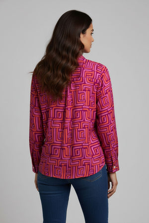 Pink Printed Crepe Shirt (ACA8872)