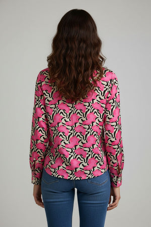 Pink Printed Crepe Shirt (ACA8875)