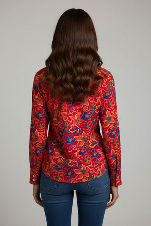 Multi Color Floral Printed Crepe Shirt (ACA8876)