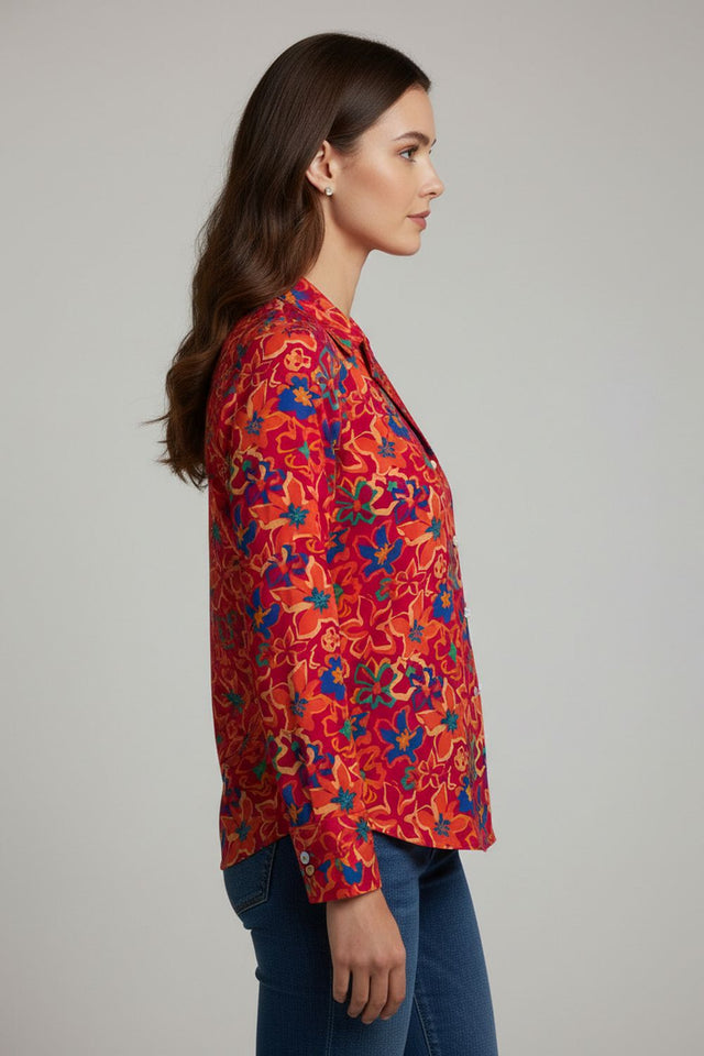 Multi Color Floral Printed Crepe Shirt (ACA8876)
