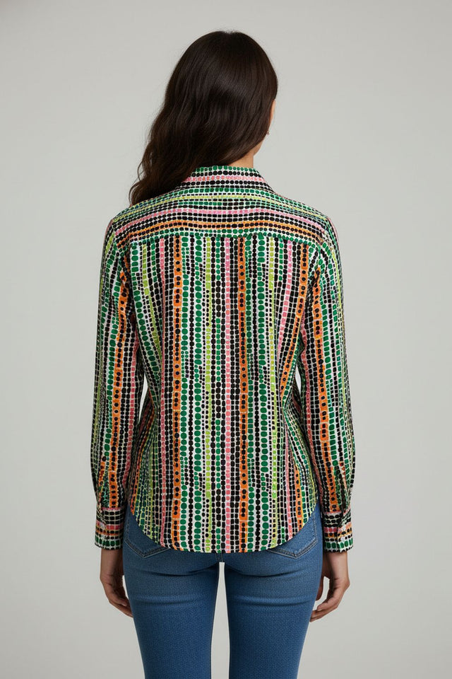 Multi Color Printed Crepe Shirt (ACA8882)