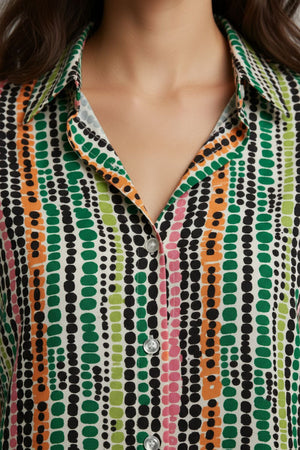 Multi Color Printed Crepe Shirt (ACA8882)