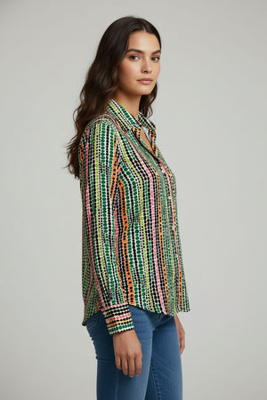 Multi Color Printed Crepe Shirt (ACA8882)