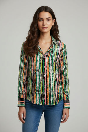 Multi Color Printed Crepe Shirt (ACA8882)