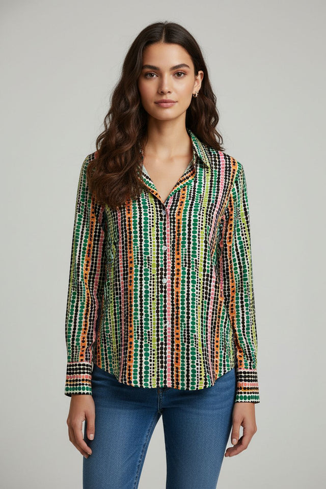Multi Color Printed Crepe Shirt (ACA8882)