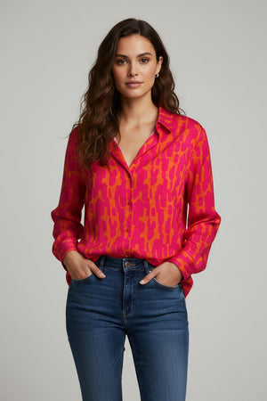 Pink Printed Crepe Shirt (ACA8883)