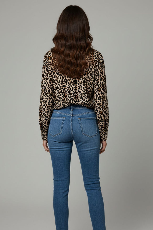 Black Printed Crepe Shirt (ACA8886)