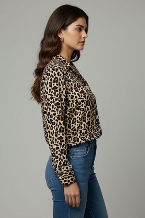 Black Printed Crepe Shirt (ACA8886)