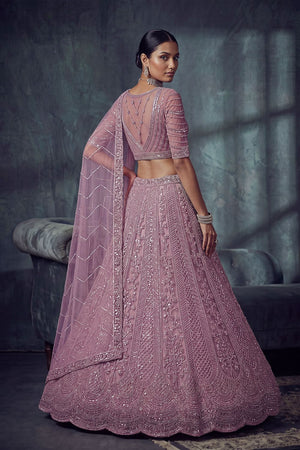 Pink Sequin with Embroidered Net Lehenga (ACA8891)