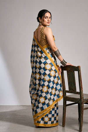 Multi Color Geometric Printed Satin Ready to Wear Saree (ACA8895)