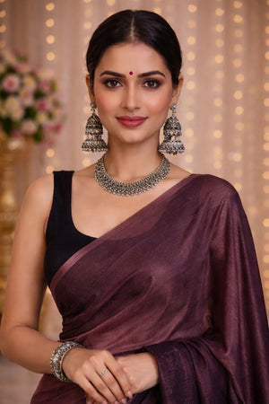 Brown Woven Chiffon Ready to Wear Saree (ACA8904)