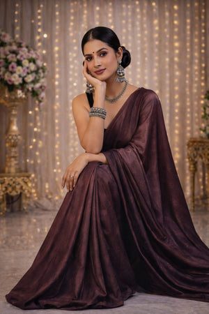 Brown Woven Chiffon Ready to Wear Saree (ACA8904)
