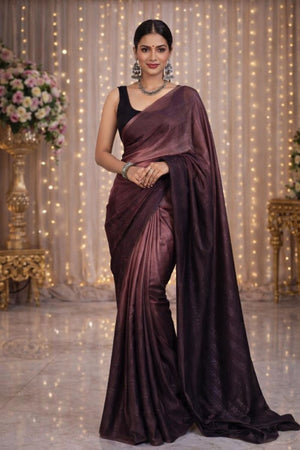 Brown Woven Chiffon Ready to Wear Saree (ACA8904)