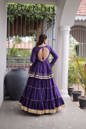 Purple Gota Patti Lace Work Cotton Lehenga (ACA8920)