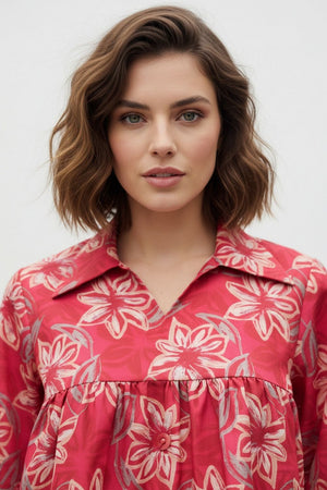 Pink Floral Printed Crepe Top (ACA8924)