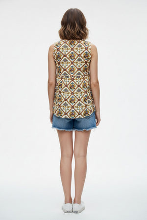 Yellow Printed Cotton Top (ACA8926)