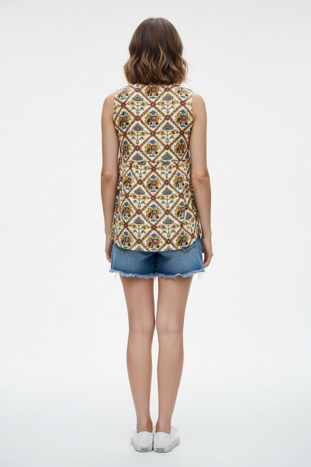 Yellow Printed Cotton Top (ACA8926)