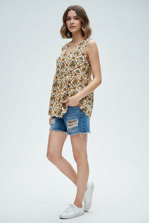 Yellow Printed Cotton Top (ACA8926)