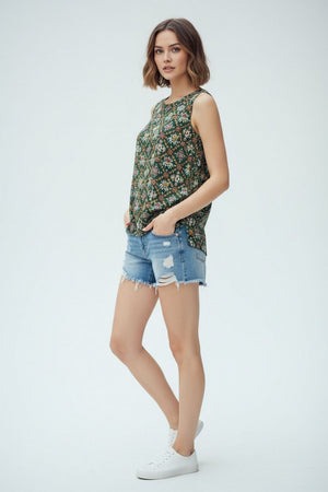 Green Printed Rayon Top (ACA8929)