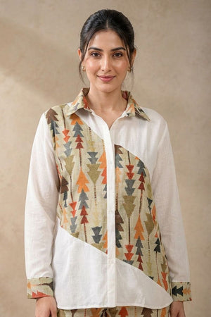 Green Printed Linen Co-Ord Set (ACA8930)