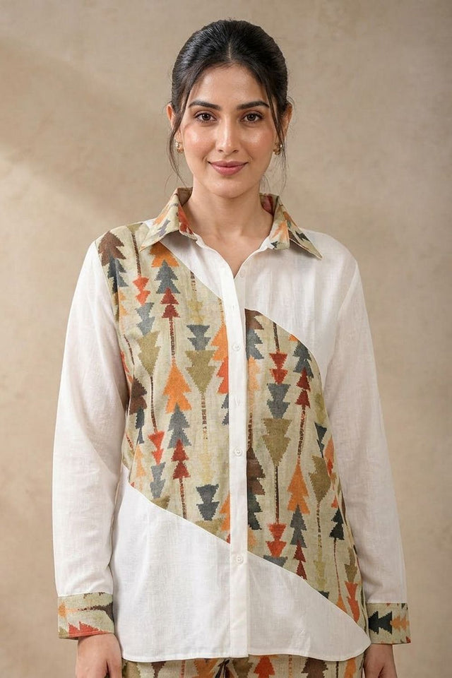 Green Printed Linen Co-Ord Set (ACA8930)