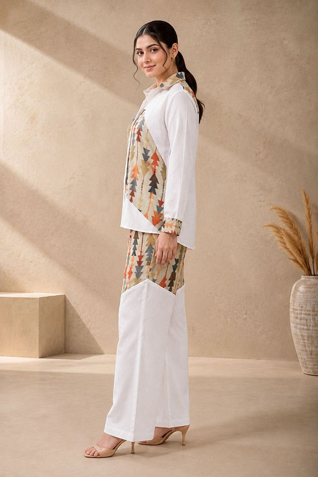 Green Printed Linen Co-Ord Set (ACA8930)
