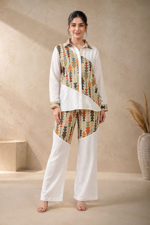 Green Printed Linen Co-Ord Set (ACA8930)