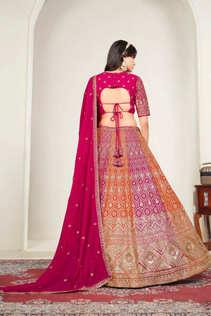 Pink Sequin with Embroidered Georgette Lehenga (ACA8932)