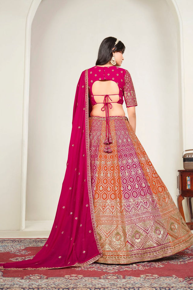 Pink Sequin with Embroidered Georgette Lehenga (ACA8932)