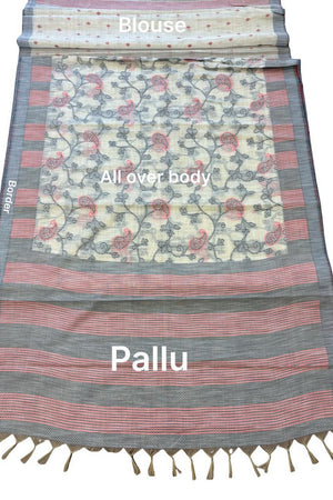 Black Floral Woven Cotton Silk Saree (ACA8934)