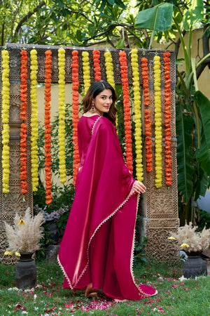 Pink Sequin with Embroidered Satin Palazzo Suit (ACA8940)