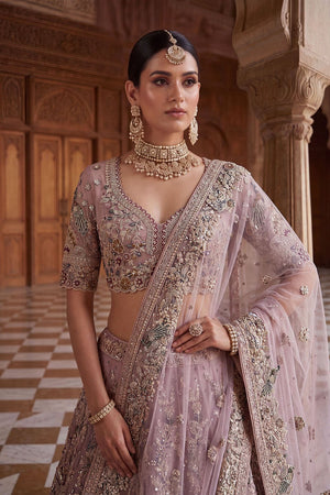 Pink Heavy Embroidered Net Lehenga (ACA8949)