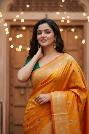 Yellow Woven Art Silk Saree (ACA8954)