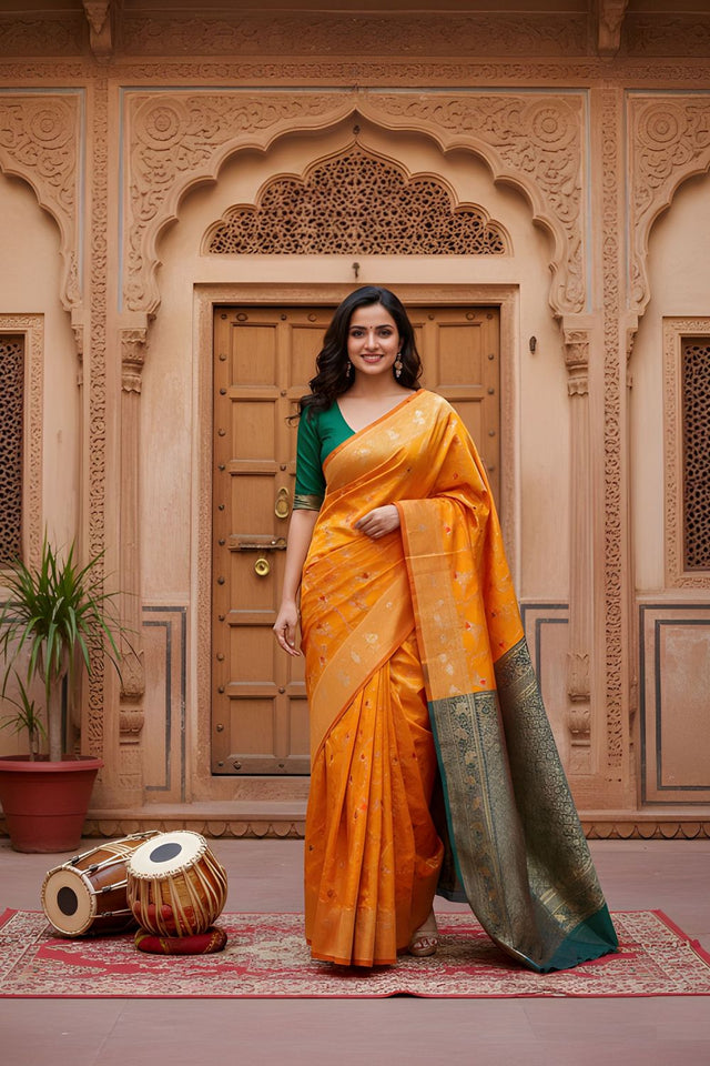 Yellow Woven Art Silk Saree (ACA8954)