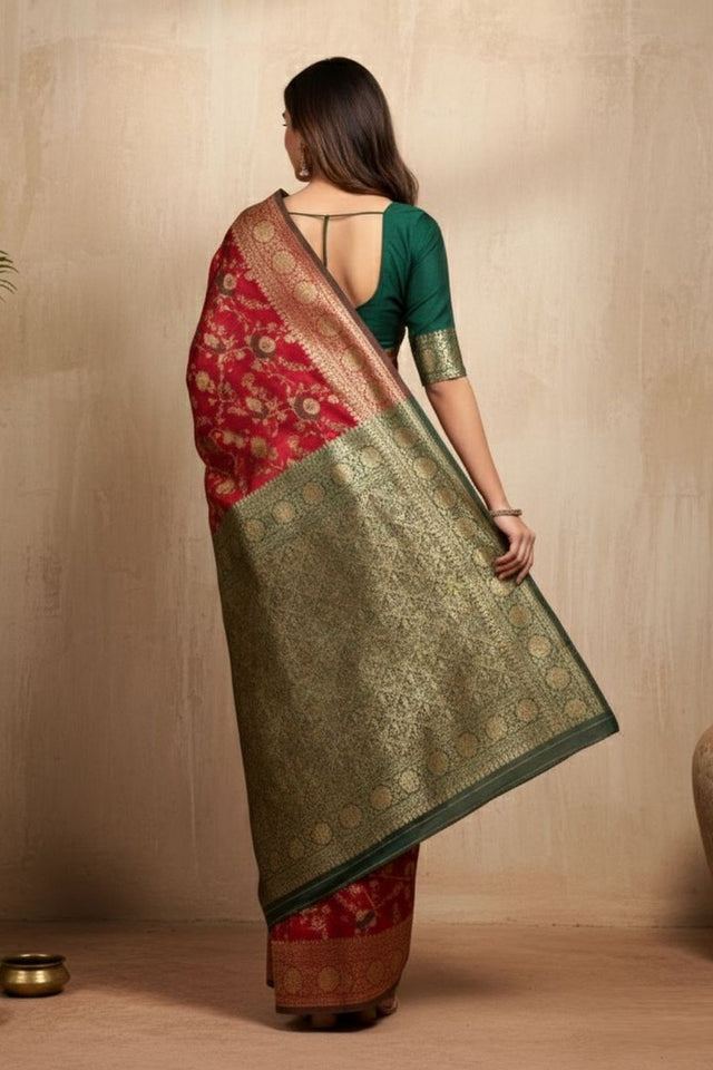 Maroon Woven Art Silk Saree (ACA8955)