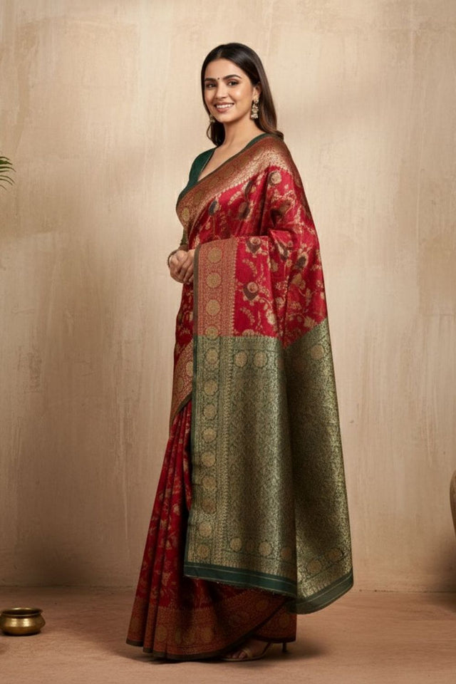 Maroon Woven Art Silk Saree (ACA8955)