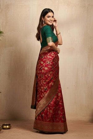 Maroon Woven Art Silk Saree (ACA8955)